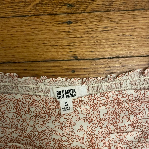 Rust Floral Ruched Smock Top - Picture 6 of 7